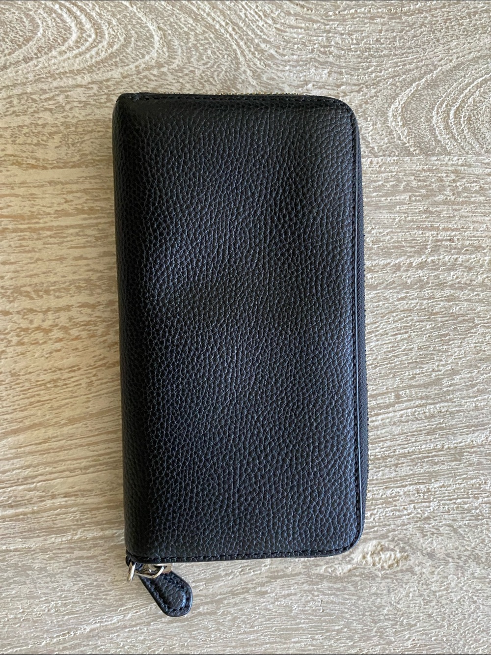 Coach Black Pebbled Leather Zip Wallet with Silver Logo - Picture 6 of 6